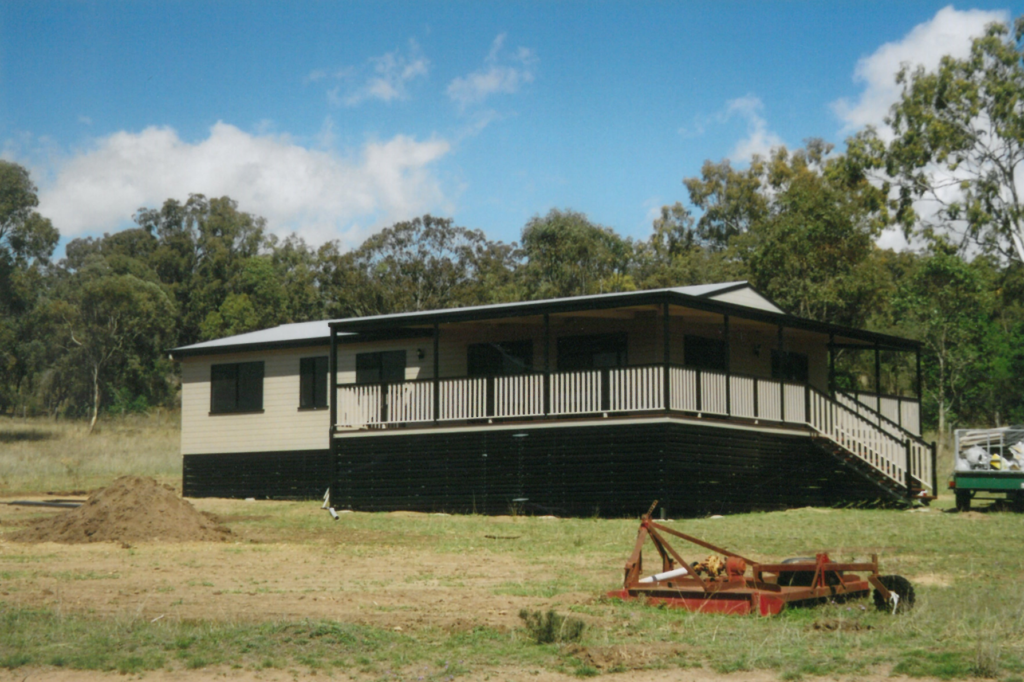 a modular home on a farm on a sloping site